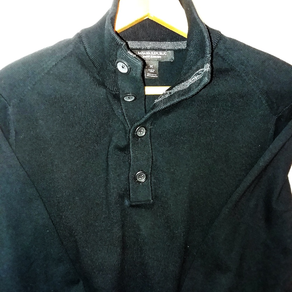 Banana Republic Cotton Cashmere 4 Button Black Med